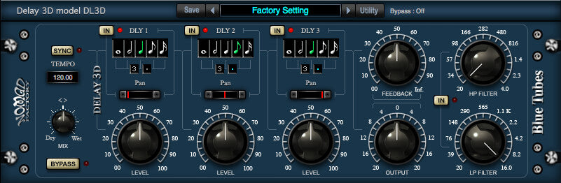 Nomad Factory Blue Tubes Tempo Delay 3D