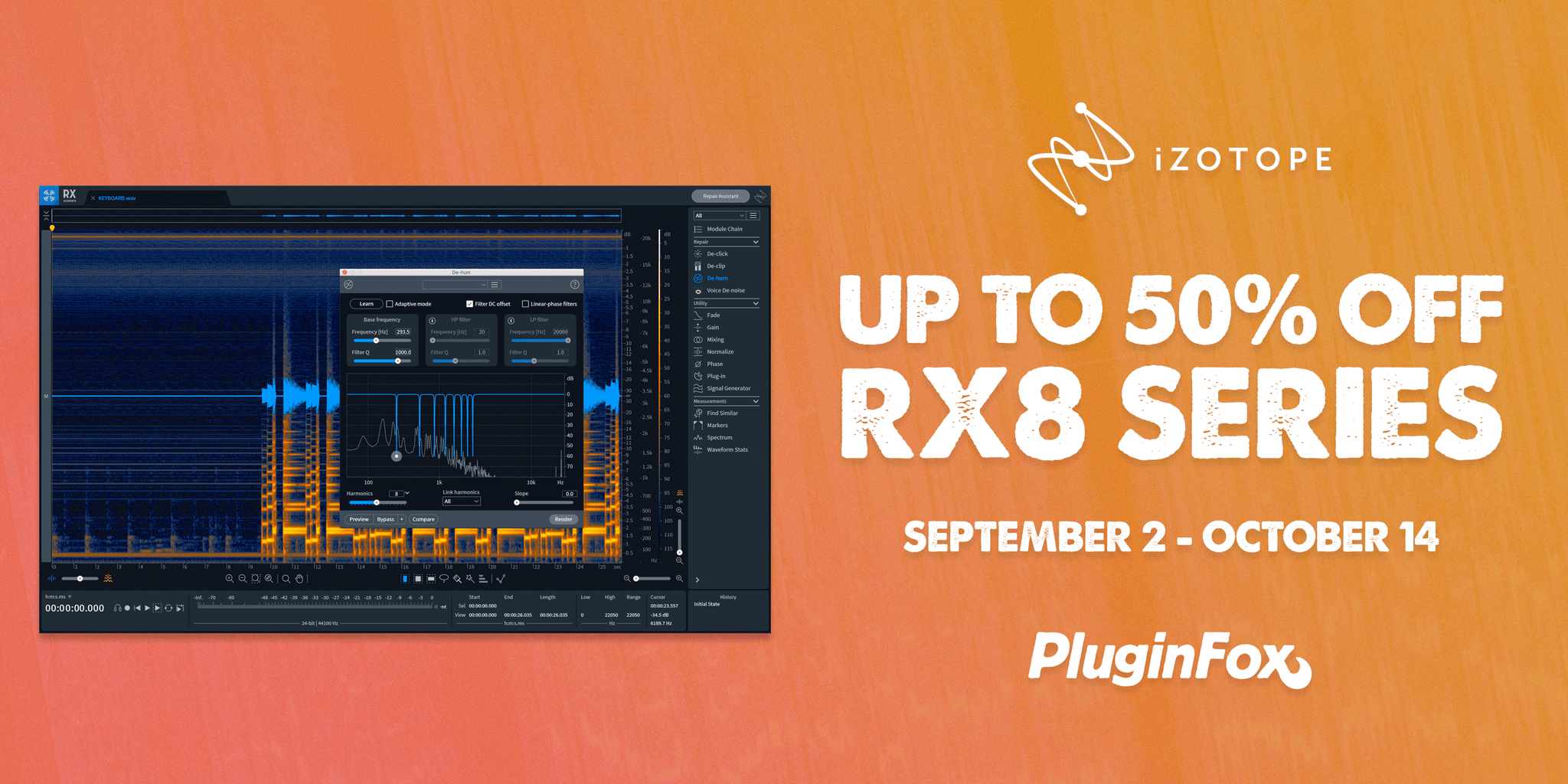 iZotope RX8 Launch Sale - Sept 2 - Oct 14