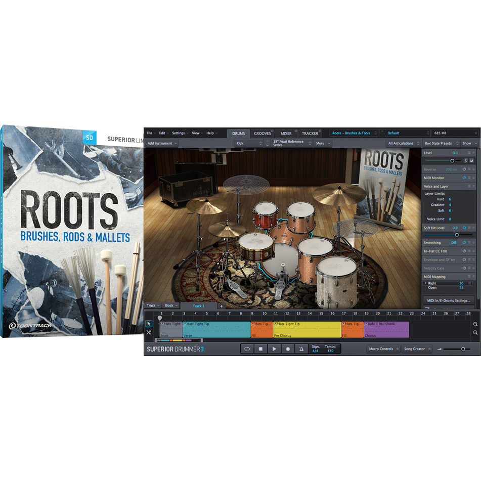 Toontrack SDX: Roots - Brushes, Rods & Mallets - PluginFox